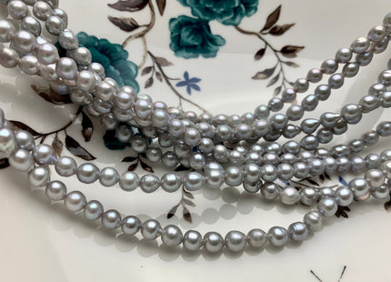 5-6 mm AAAA Silver Gray Color High Luster Baby Edison Baroque Freshwater Pearl Beads Genuine Potato Shape Small Edison Pearls #P1821