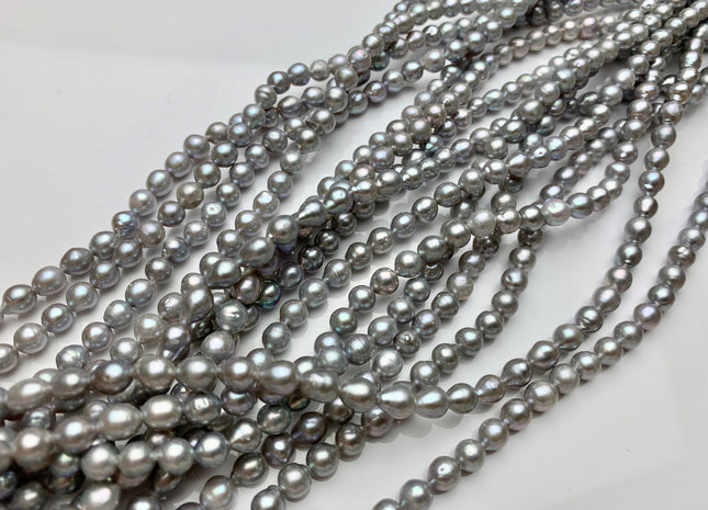 5-6 mm AAAA Silver Gray Color High Luster Baby Edison Baroque Freshwater Pearl Beads Genuine Potato Shape Small Edison Pearls #P1821