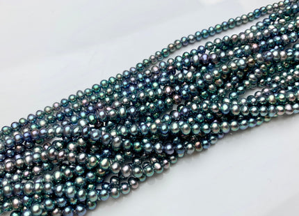 4 mm AAA Rainbow Blue Peacock Color Small Freshwater Potato Pearl Beads Genuine High Luster Peacock Small Potato Pearls 100 Pieces #P1822