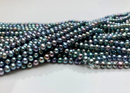 4 mm AAA Rainbow Blue Peacock Color Small Freshwater Potato Pearl Beads Genuine High Luster Peacock Small Potato Pearls 100 Pieces #P1822