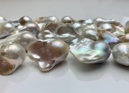 18x26-35 mm AAA Natural White Mauve Pink And Champagne Color Baroque Pearl Bead Genuine Natural Color Jumbo Baroque Flame Ball Pearls #P1804