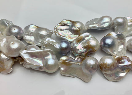 18x26-35 mm AAA Natural White Mauve Pink And Champagne Color Baroque Pearl Bead Genuine Natural Color Jumbo Baroque Flame Ball Pearls #P1804