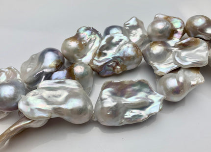 18x26-35 mm AAA Natural White Mauve Pink And Champagne Color Baroque Pearl Bead Genuine Natural Color Jumbo Baroque Flame Ball Pearls #P1804