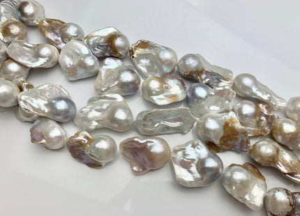 18x26-35 mm AAA Natural White Mauve Pink And Champagne Color Baroque Pearl Bead Genuine Natural Color Jumbo Baroque Flame Ball Pearls #P1804