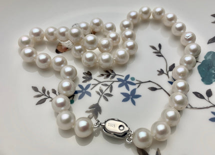 18/20/22/24/26/28 Inches Hand Knotted 9-9.5mm AAAA Freshwater Pearl Necklace Genuine White Round Edison Akoya Quality Pearl #P1805