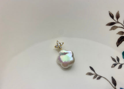 One Piece 925 Sterling Silver/Gold Pendant Setting Findings For Half Drilled Pearls Cross Design W/CZ Sterling Silver Pendant #10353