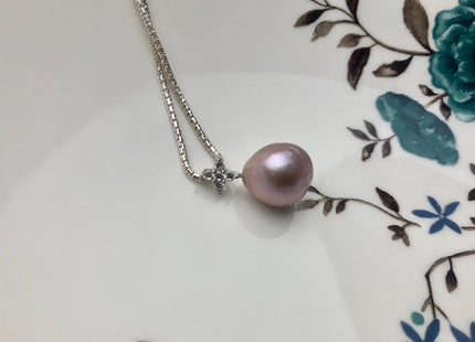 One Piece 925 Sterling Silver/Gold Pendant Setting Findings For Half Drilled Pearls Cross Design W/CZ Sterling Silver Pendant #10353