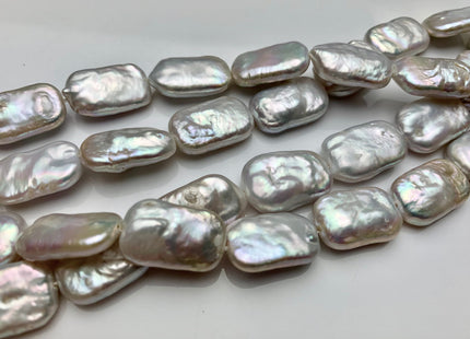 11-12x20 mm AA Natural White Rectangle Coin Freshwater Pearl Beads Genuine High Luster Coin Freshwater Pearls 19 Beads #P1824