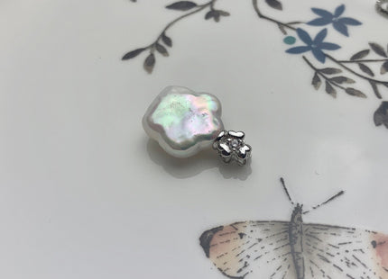 12 mm AAAA Rare Natural White Flower Coin Pearl Pendant W/925 Sterling Silver Flower Design Jewelry #P1825-A