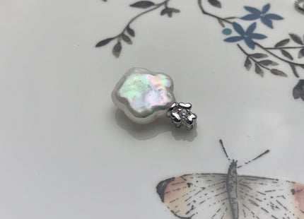 12 mm AAAA Rare Natural White Flower Coin Pearl Pendant W/925 Sterling Silver Flower Design Jewelry #P1825-A
