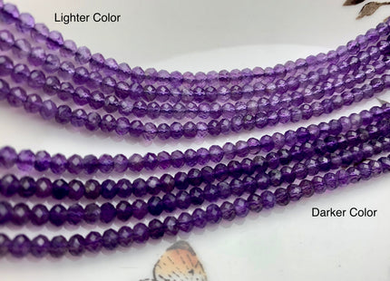3x4 mm AAA Natural Dark Purple Color Faceted Rondelle Amethyst Gemstone Beads High Quality Micro Faceted Amethyst Gemstone Beads # 2431