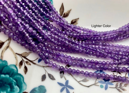 3x4 mm AAA Natural Dark Purple Color Faceted Rondelle Amethyst Gemstone Beads High Quality Micro Faceted Amethyst Gemstone Beads # 2431