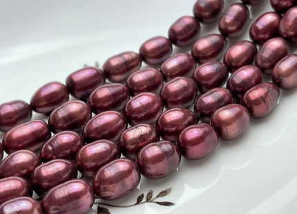 10x12 mm B Grade Cranberry Color Freshwater Pearls Long Rice/Oval Shape Pearl Beads Genuine Freshwater Pearls #1177