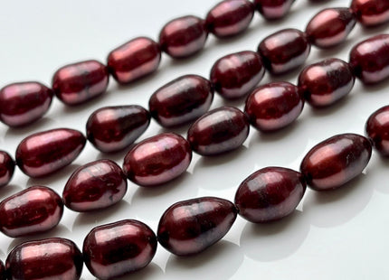 10x12-15 mm Burgundy B Grade Freshwater Oval Rice Pearls, Genuine Burgundy Oval/Rice Freshwater Pearls #1303