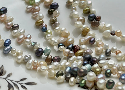 4-6x6-10 mm Top Drilled Irregular Rice Freshwater Pearl Genuine Mixed white Green Peacock Gray Freshwater Dancing Pearls #457