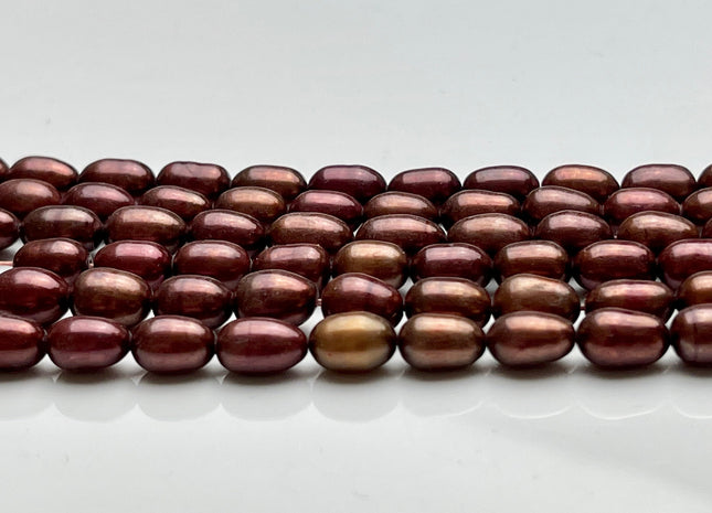 5.5x8 mm AA Brick Brown Color Rice / Oval Shape Freshwater Pearl Beads Genuine Freshwater Rice Pearls #1167