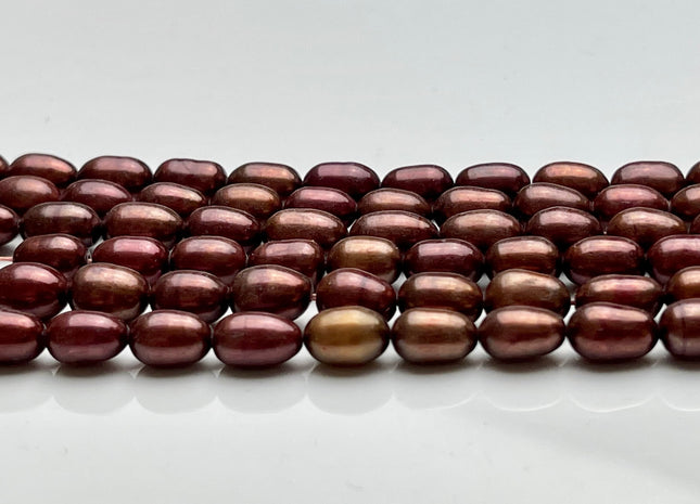 5.5x8 mm AA Brick Brown Color Rice / Oval Shape Freshwater Pearl Beads Genuine Freshwater Rice Pearls #1167