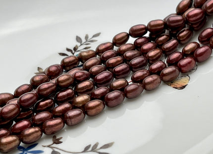 5.5x8 mm AA Brick Brown Color Rice / Oval Shape Freshwater Pearl Beads Genuine Freshwater Rice Pearls #1167