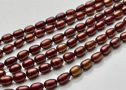5.5x8 mm AA Brick Brown Color Rice / Oval Shape Freshwater Pearl Beads Genuine Freshwater Rice Pearls #1167