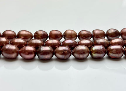 10x13 mm Copper Brown Rice/Oval Freshwater Pearl Beads, Genuine Cultured Brown Rice Freshwater Pearl Beads 32 Beads #469