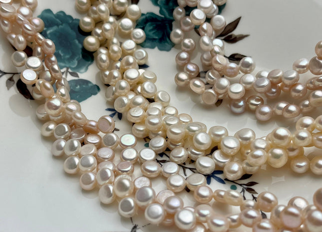 6-7 mm AAA Natural Pink Round Button Freshwater Pearl Genuine Top Drilled Freshwater Pearl Pink Natural Freshwater Pearls, Pink Pearls #39