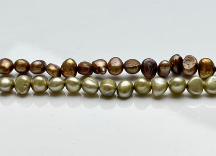 6 mm Potato Freshwater Pearl Nugget Beads in Sage Green OR Copper Brown, Genuine Cultured Freshwater Pearls Nuggets #348