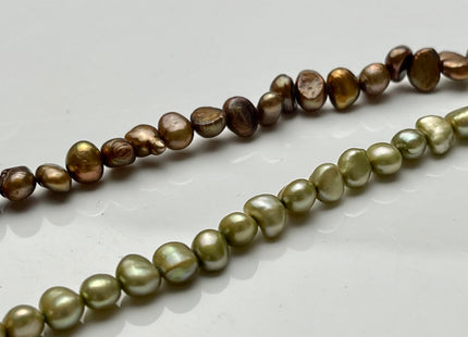 6 mm Potato Freshwater Pearl Nugget Beads in Sage Green OR Copper Brown, Genuine Cultured Freshwater Pearls Nuggets #348