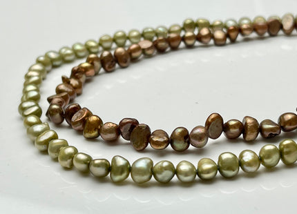 6 mm Potato Freshwater Pearl Nugget Beads in Sage Green OR Copper Brown, Genuine Cultured Freshwater Pearls Nuggets #348