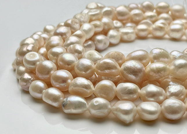 10x12 mm Natural Light Peach Champagne Color Rice Nugget Freshwater Pearl Beads, Genuine Freshwater Pearl Nuggets #1223