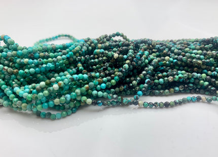 2mm 3mm AAA Faceted Round Tiny Africa Turquoise Gemstone Beads Brown Green Tiny Turquoise Loose Beads 15.5 Inches Strand #3811