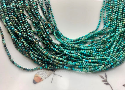 2mm 3mm AAA Faceted Round Tiny Africa Turquoise Gemstone Beads Brown Green Tiny Turquoise Loose Beads 15.5 Inches Strand #3811