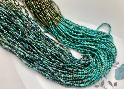 2mm 3mm AAA Faceted Round Tiny Africa Turquoise Gemstone Beads Brown Green Tiny Turquoise Loose Beads 15.5 Inches Strand #3811