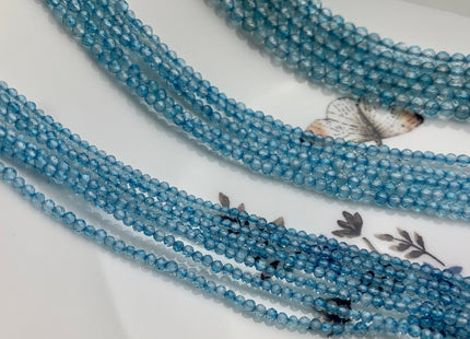2mm 3mm 4mm AAA Micro Faceted Round Blue Topaz Gemstone Beads Genuine Natural Blue Topaz 15.5 Inches Strand #3812