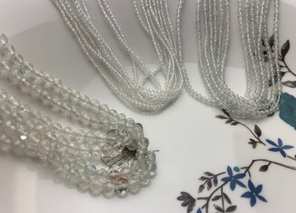 2mm 3mm 4mm AAA Micro Faceted Round White Topaz Gemstone Beads Genuine Natural White Topaz 15.5 Inches Strand #3813