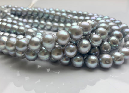 10-11 mm AA Gray Color Semi Round Freshwater Pearl Beads Genuine High Luster Silver Gray Color Cultured Freshwater Pearls 42 Pieces #P1807