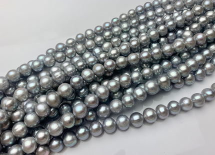 10-11 mm AA Gray Color Semi Round Freshwater Pearl Beads Genuine High Luster Silver Gray Color Cultured Freshwater Pearls 42 Pieces #P1807