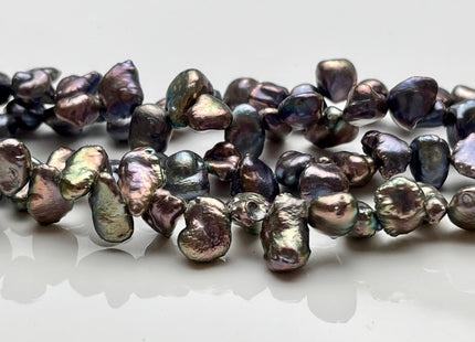 7x8-10mm AA Very Rare Blue Purple Peacock Top Drilled Keshi Freshwater Pearl Beads Genuine Freshwater Keshi Nugget Pearls #P1809
