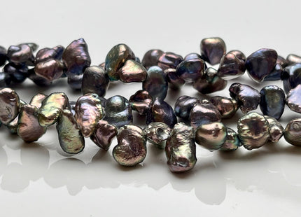 7x8-10mm AA Very Rare Blue Purple Peacock Top Drilled Keshi Freshwater Pearl Beads Genuine Freshwater Keshi Nugget Pearls #P1809