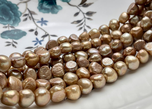 10-11 mm AA Taupe Champagne Freshwater Pearl Nugget Beads, Cultured Pearl Beads, Genuine Freshwater Nugget Pearl Beads #1205