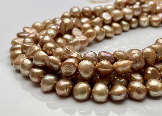 10-11 mm AA Taupe Champagne Freshwater Pearl Nugget Beads, Cultured Pearl Beads, Genuine Freshwater Nugget Pearl Beads #1205