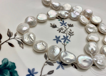 12 mm AA Natural White Coin Freshwater Pearl Beads Flat Coin Freshwater Pearls Genuine Quality White Coin Pearls #1557