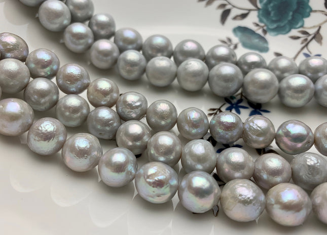 10-13 mm Silver Gray Baroque Freshwater Pearl Beads Cultured Baroque Edison Pearls Silver Gray Color Edison Pearls #310