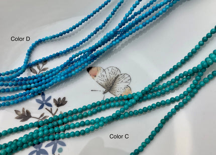 2mm Smooth Round Tiny Howlite Turquoise Color Beads Smooth Howlite Gemstone Beads #496
