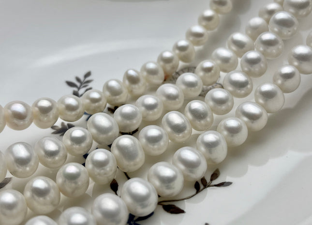9mm Natural White Potato Freshwater Pearl, Genuine Natural Pearl Beads Natural White Freshwater Pearl Beads #589