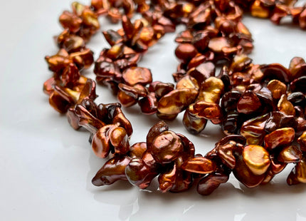 8x16-18 mm AA Double Keishi Top Drilled Orange Copper Brown Color Freshwater Pearls Genuine High Luster Keishi Freshwater Pearls #P1813