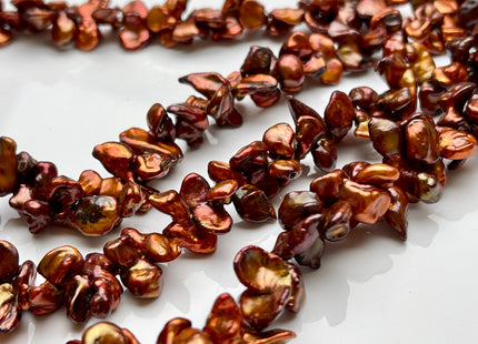 8x16-18 mm AA Double Keishi Top Drilled Orange Copper Brown Color Freshwater Pearls Genuine High Luster Keishi Freshwater Pearls #P1813