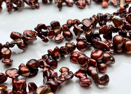 8-10x15-20mm AA Double Keshi Dark Orange Copper Brown Color Freshwater Pearls Genuine High Luster Keshi Freshwater Pearls #P1814