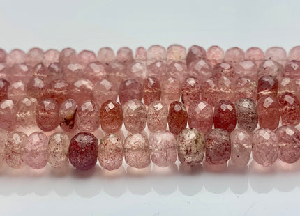 7mm 8mm 9mm 10mm AAA Top Quality 100 % Natural Faceted Rondelle Genuine Strawberry Quartz Gemstone Beads 8 Inches Strand #3814