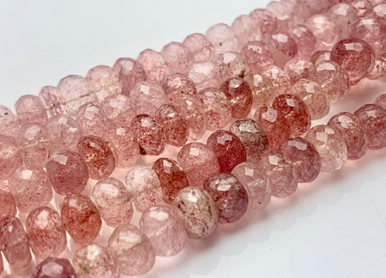 7mm 8mm 9mm 10mm AAA Top Quality 100 % Natural Faceted Rondelle Genuine Strawberry Quartz Gemstone Beads 8 Inches Strand #3814