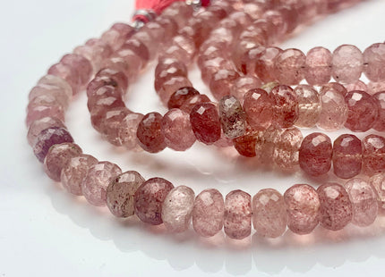 7mm 8mm 9mm 10mm AAA Top Quality 100 % Natural Faceted Rondelle Genuine Strawberry Quartz Gemstone Beads 8 Inches Strand #3814